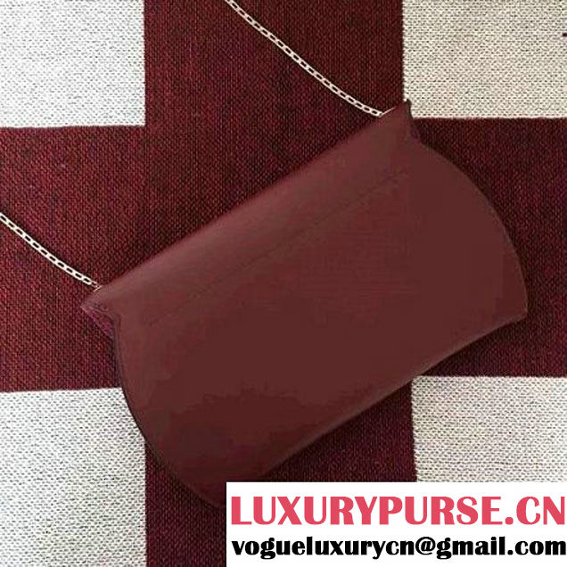 Celine Chain Clutch Bag In Burgundy Smooth Calfskin Fall 2016 (2A011-6112102 )