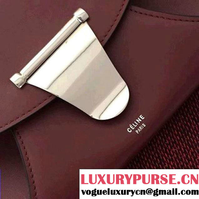 Celine Chain Clutch Bag In Burgundy Smooth Calfskin Fall 2016 (2A011-6112102 )