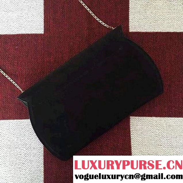 Celine Chain Clutch Bag In Black Suede Calfskin Fall 2016 (2A011-6112103 )
