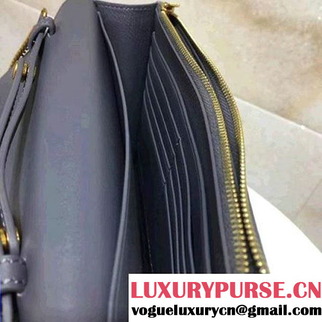 Celine Smooth Calfskin Frame Clutch Chain Shoulder Bag Grey/White 2017 (1A021-7070323 )