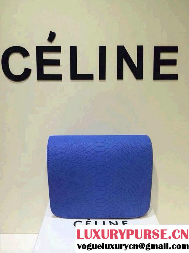Celine Box Python Pattern Flap Bag Blue