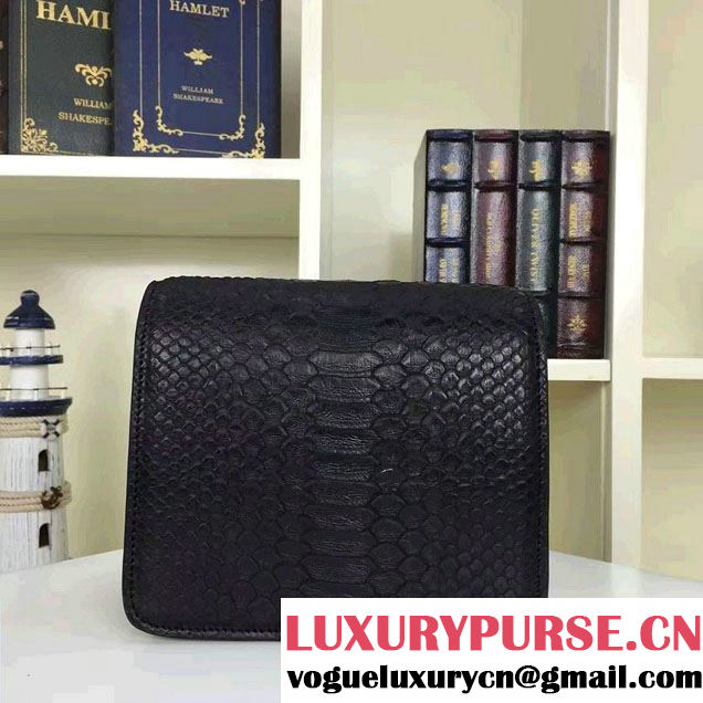 Celine Python Leather Classic Box Small Bag Black 2016