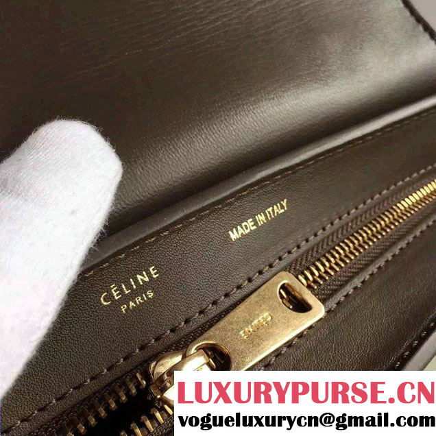 Celine Trapeze Small/Medium Tote Bag in Original Calfskin Leather Iron Gray/Khaki
