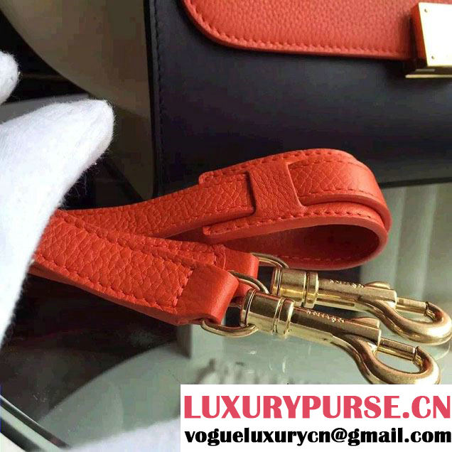 Celine Trapeze Small/Medium Tote Bag in Original Calfskin Leather Orange/Black/Creamy