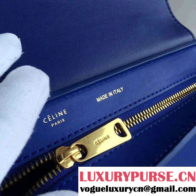 Celine Trapeze Small/Medium Tote Bag in Original Calfskin Leather Black/Blue/ Red