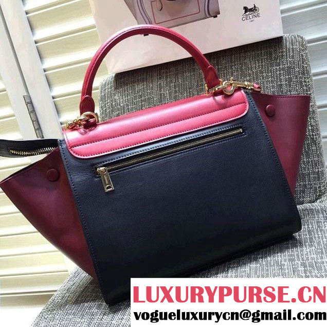 Celine Trapeze Small/Medium Tote Bag in Original Leather Blush/Black/Burgundy 2016