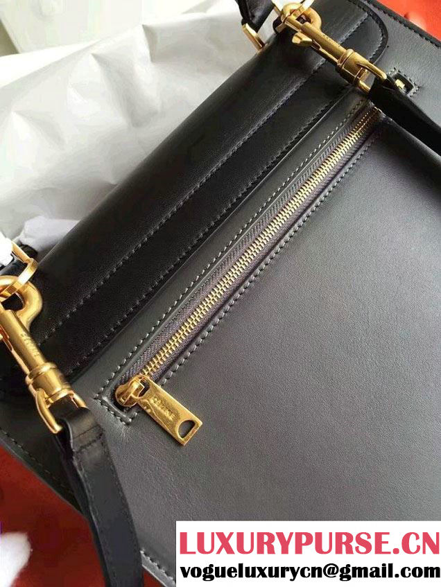Celine Trapeze Small/Medium Tote Bag in Original Leather Black/Etoupe/Suede Orange 2016