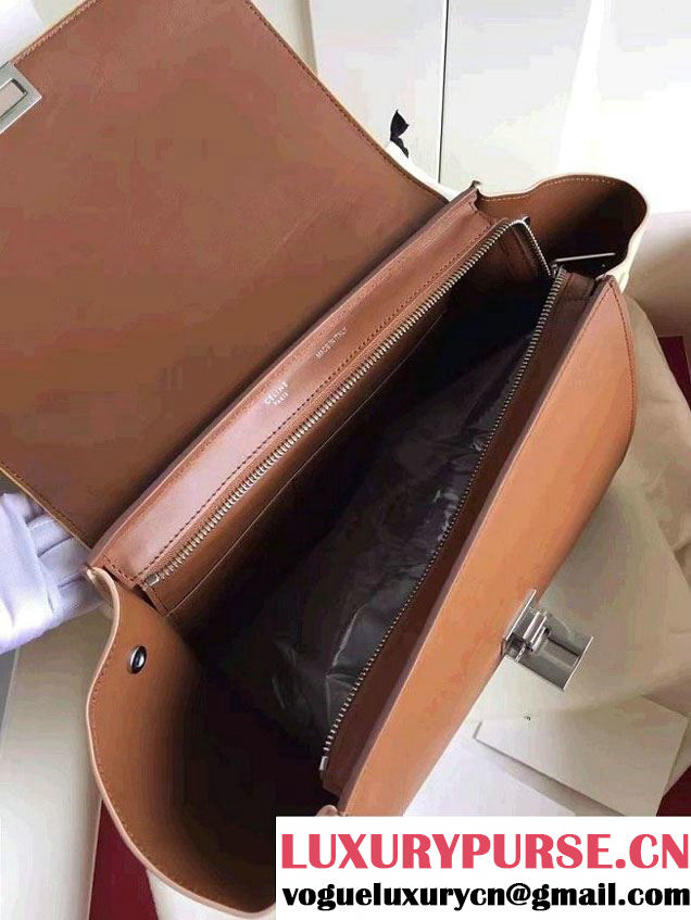 Celine Trapeze Small Tote Bag in Original Leather Turmeric/Khaki/Nude Pink 2016