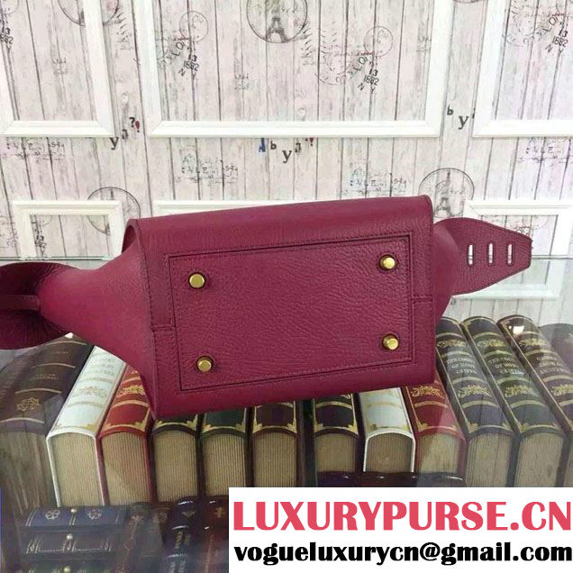 Celine Tie Tote Mini Bag in Grained/Calfskin Leather Burgundy 2015