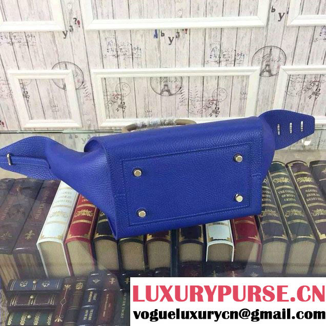 Celine Tie Tote Mini Bag in Grained/Calfskin Leather Blue/Camel 2015