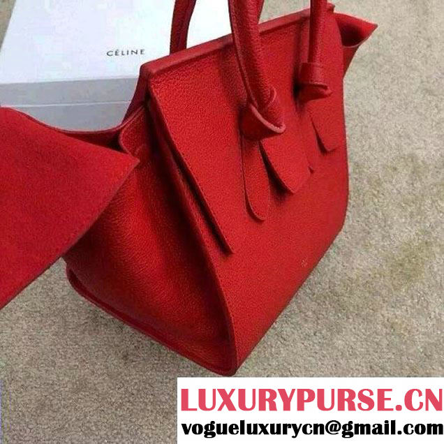 Celine Tie Tote Mini Bag in Clemence Leather Red 2015