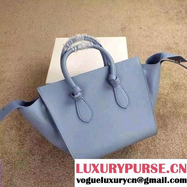 Celine Tie Tote Mini Bag in Calfskin Leather Baby Blue 2015
