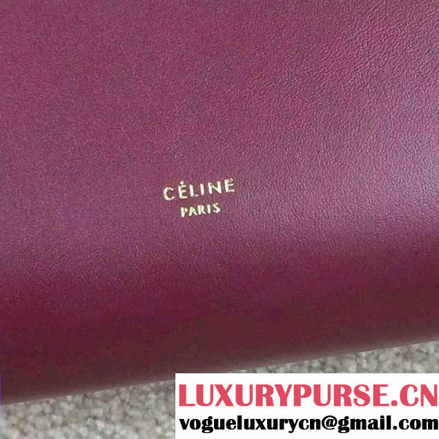 Celine Tie Tote Mini Bag in Natural Leather Burgundy 2015