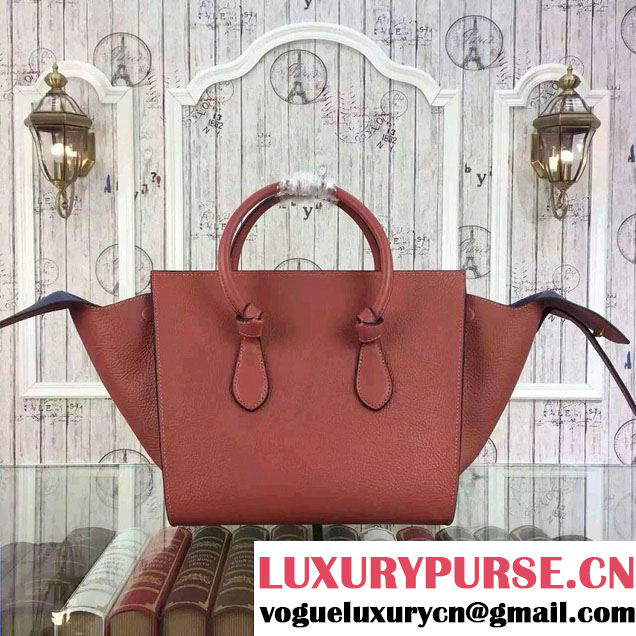 Celine Tie Tote Small Bag in Grained/Calfskin Leather Brick 2015