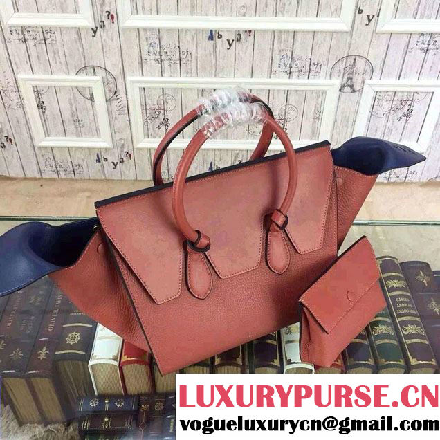 Celine Tie Tote Small Bag in Grained/Calfskin Leather Brick 2015