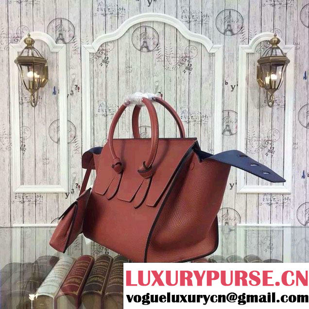 Celine Tie Tote Small Bag in Grained/Calfskin Leather Brick 2015