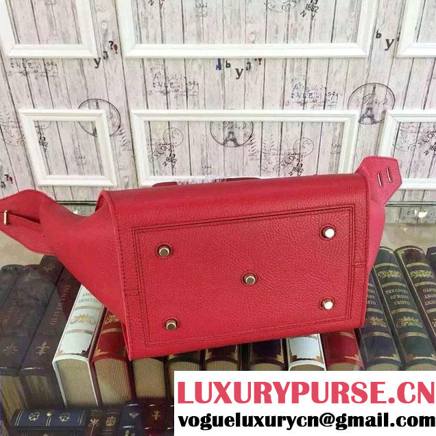 Celine Tie Tote Small Bag in Grained/Calfskin Leather Red 2015