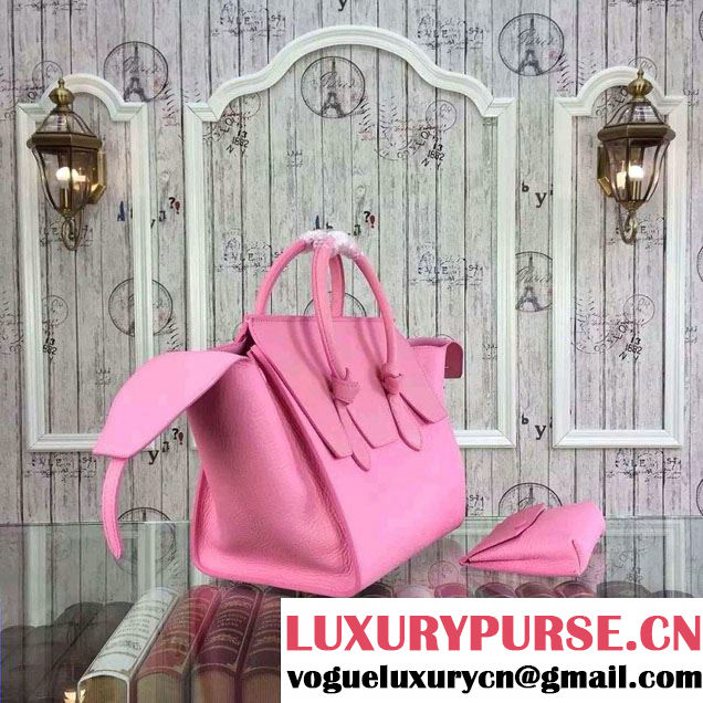 Celine Tie Tote Small Bag in Grained/Calfskin Leather Pink 2015