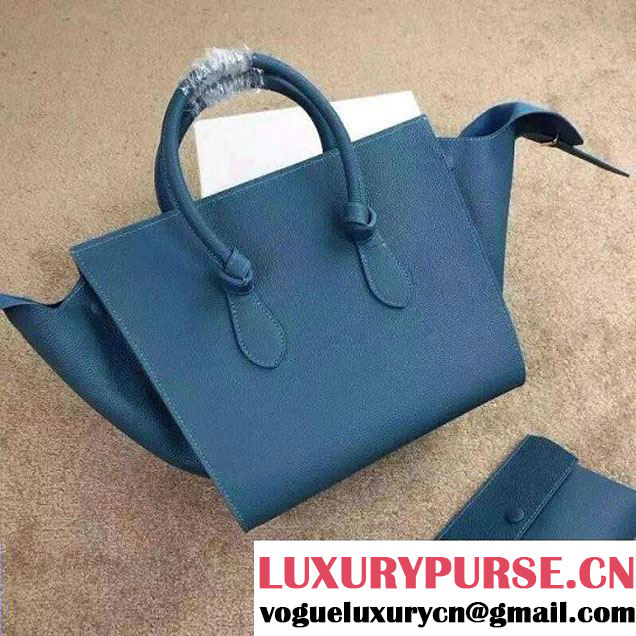Celine Tie Tote Small Bag in Clemence Leather Cerulean 2015
