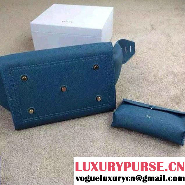Celine Tie Tote Small Bag in Clemence Leather Cerulean 2015