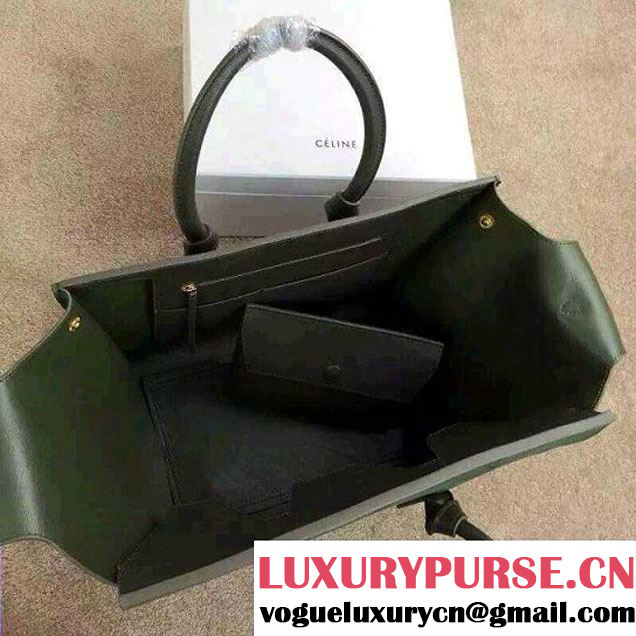 Celine Tie Tote Small Bag in Suede/Calfskin Leather Green/Gray 2015