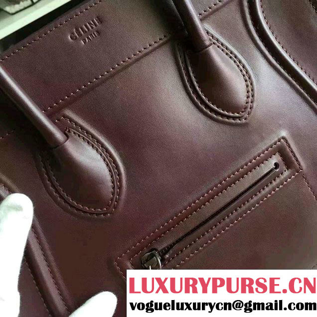 Celine Luggage Phantom Bag in Original Smooth Leather Burgundy 2017