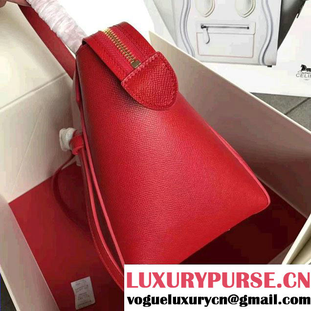 Celine Belt Tote Small Bag in Grained Leather Poppy