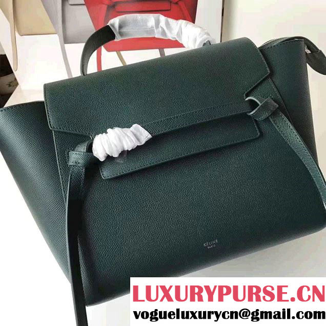 Celine Belt Tote Small Bag in Epsom Leather Dark Green