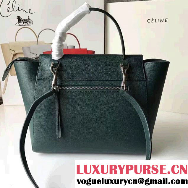 Celine Belt Tote Small Bag in Epsom Leather Dark Green