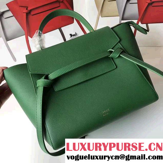 Celine Belt Tote Mini Bag in Epsom Leather Green
