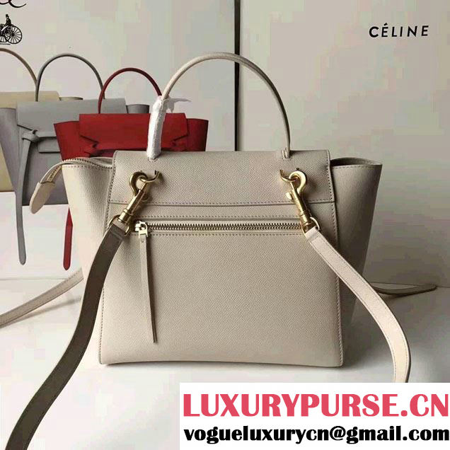 Celine Belt Tote Mini Bag in Epsom Leather White