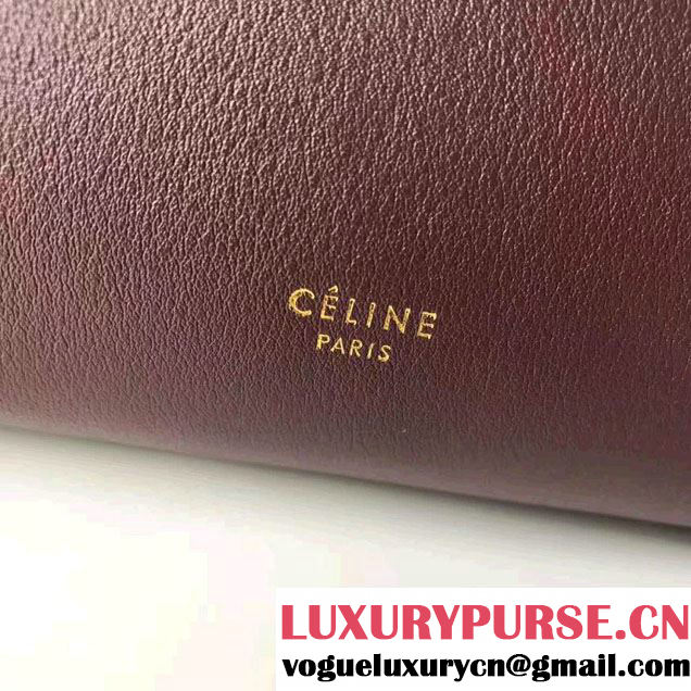 Celine Belt Tote Quilting Small Bag in Original Smooth Leather Burgundy