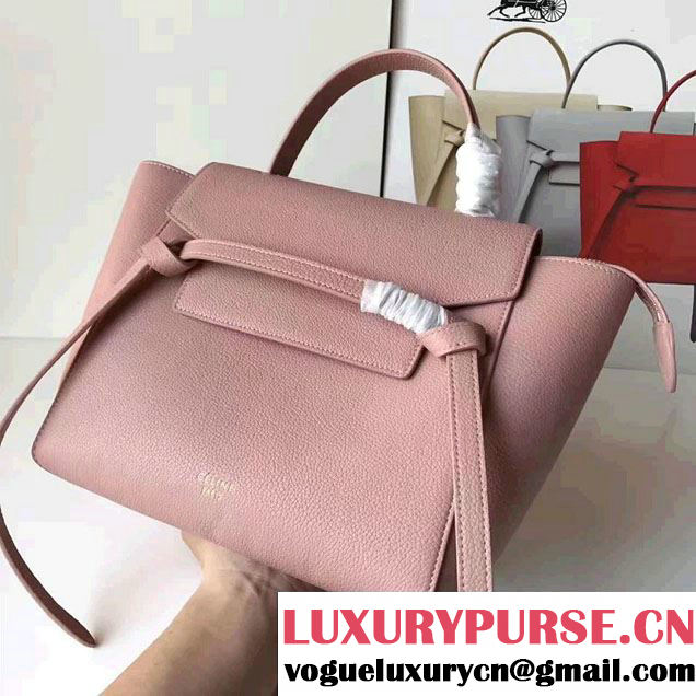 Celine Belt Tote Mini Bag in Original Clemence Leather Pink