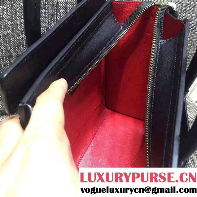 Celine Luggage Nano Tote Bag in Original Leather Black/Red 2016
