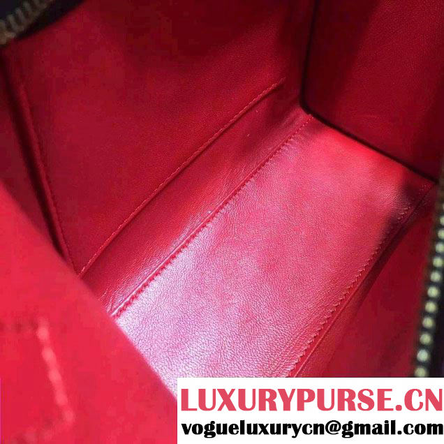 Celine Luggage Nano Tote Bag in Original Leather Black/Red 2016