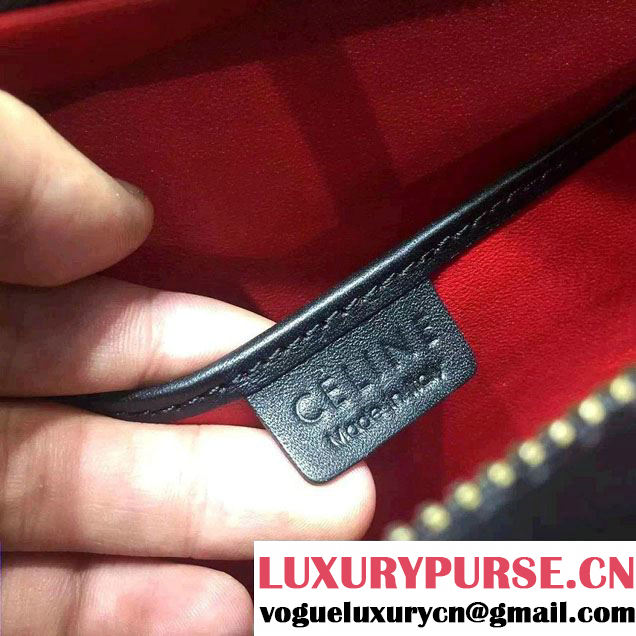 Celine Luggage Nano Tote Bag in Original Leather Black/Red 2016