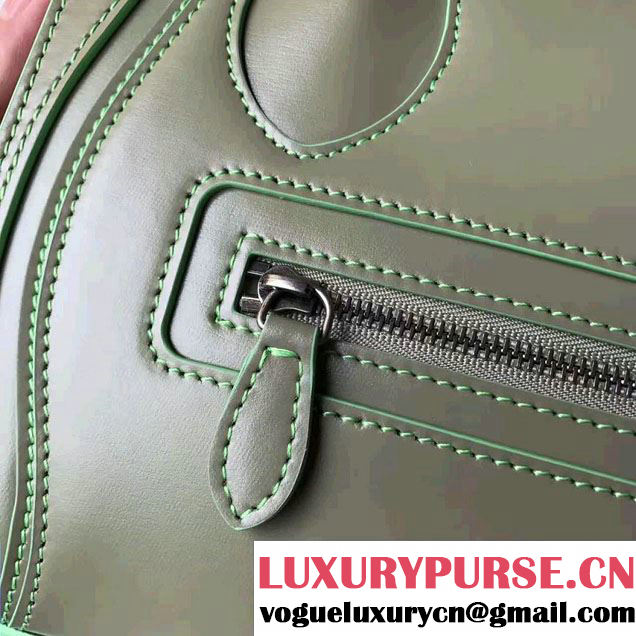 Celine Luggage Nano Tote Bag In Original Calfskin Leather Olive 2017