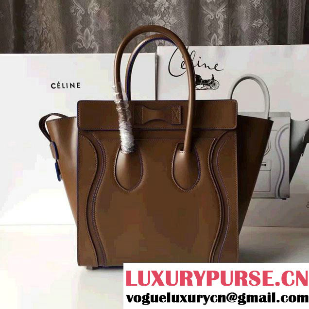 Celine Luggage Micro Tote Bag In Original Calfskin Smooth Leather Caramel