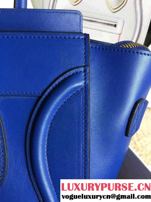 Celine Luggage Micro Tote Bag in Original Smooth Calfskin Royal Blue 2016
