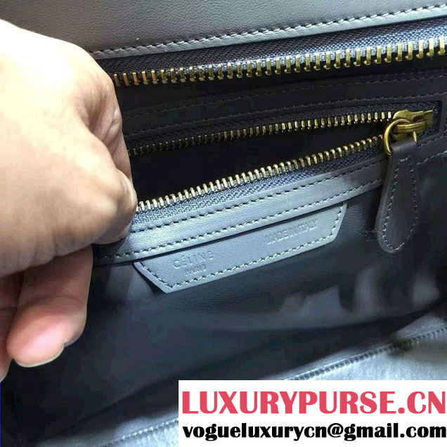 Celine Luggage Micro Tote Bag in Original Smooth Calfskin Gray 2016