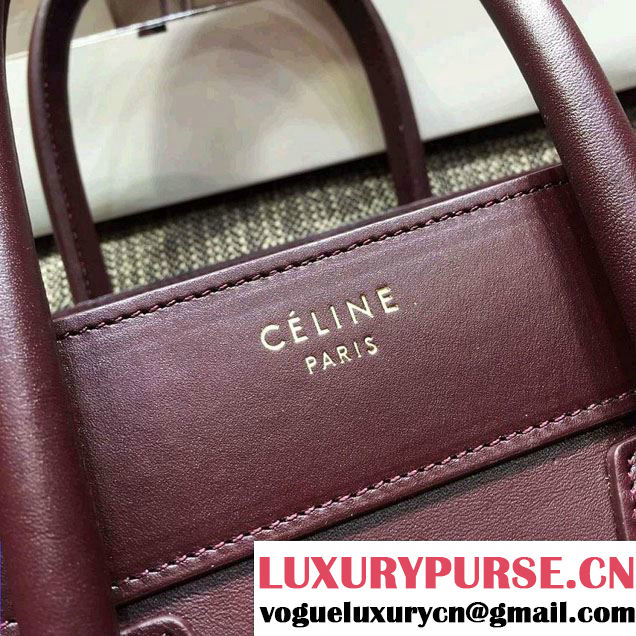 Celine Luggage Micro Tote Bag in Original Smooth Calfskin Burgundy 2016