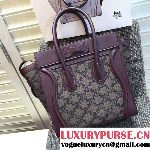 Celine Luggage Micro Tote Bag in Original Leather Burgundy/Fabric 2016