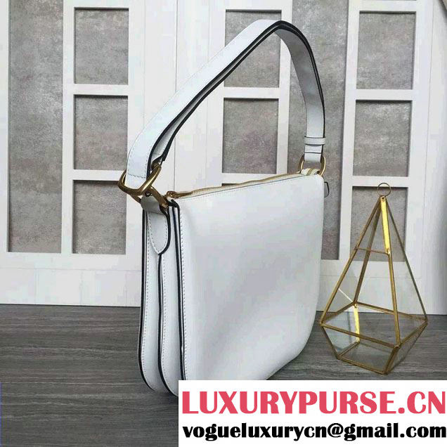 Celine Natural Calfskin Small Saddle Bag White 2016