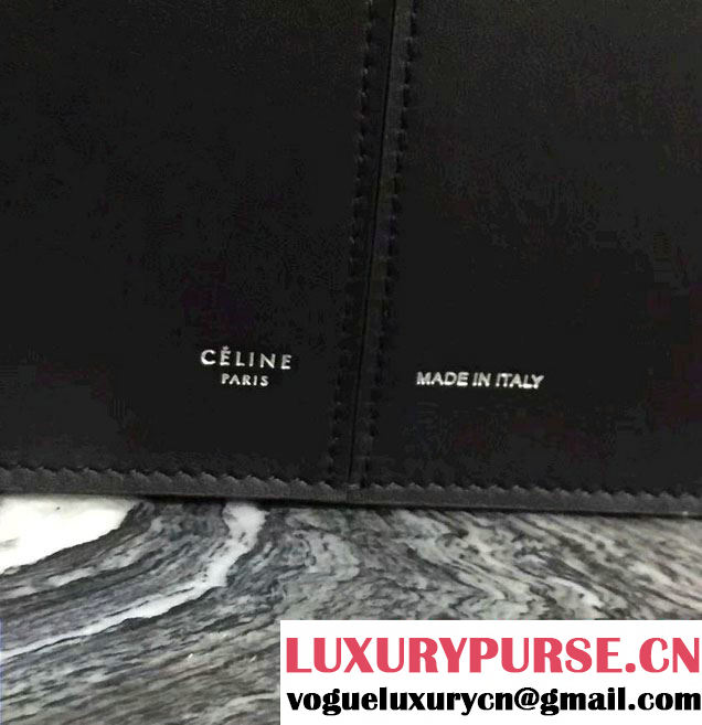Celine Supple Natural Calfskin Medium Tri-Fold Shoulder Bag Black 2016