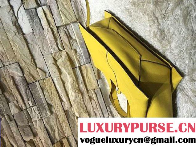 Celine Supple Natural Calfskin Medium Tri-Fold Shoulder Bag Yellow 2016