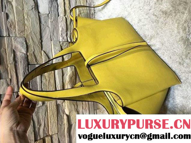 Celine Supple Natural Calfskin Medium Tri-Fold Shoulder Bag Yellow 2016