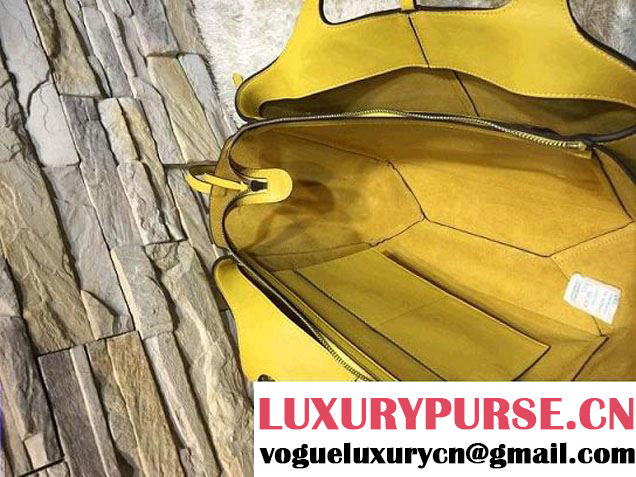 Celine Supple Natural Calfskin Medium Tri-Fold Shoulder Bag Yellow 2016