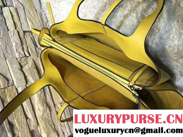 Celine Supple Natural Calfskin Medium Tri-Fold Shoulder Bag Yellow 2016