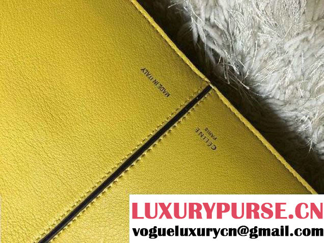 Celine Supple Natural Calfskin Medium Tri-Fold Shoulder Bag Yellow 2016