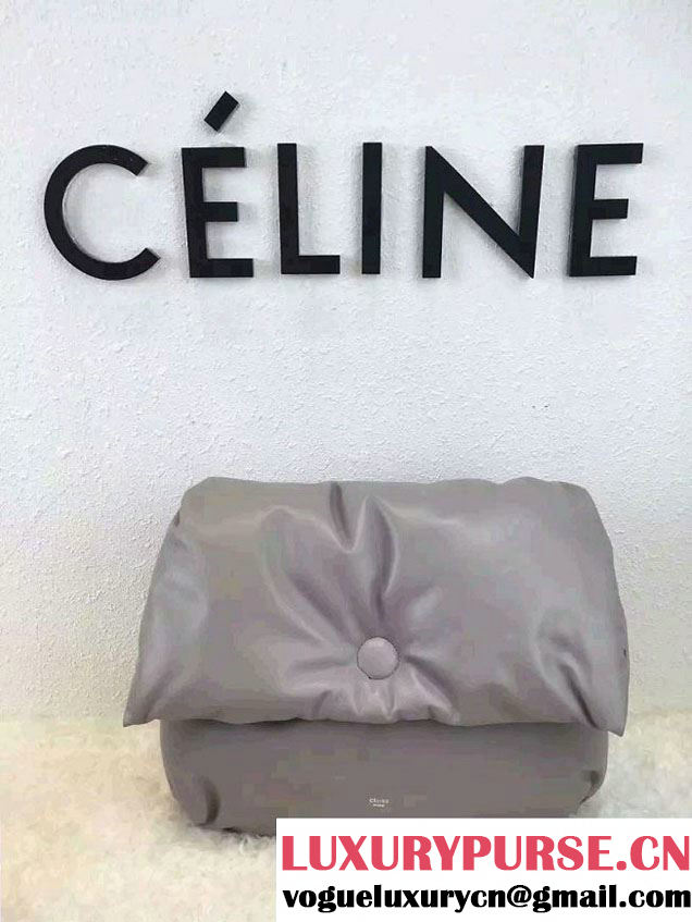 Celine Supersoft Lambskin Medium Pillow Flap Shoulder Bag Gray 2016